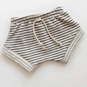Charcoal gray and white striped diaper cover